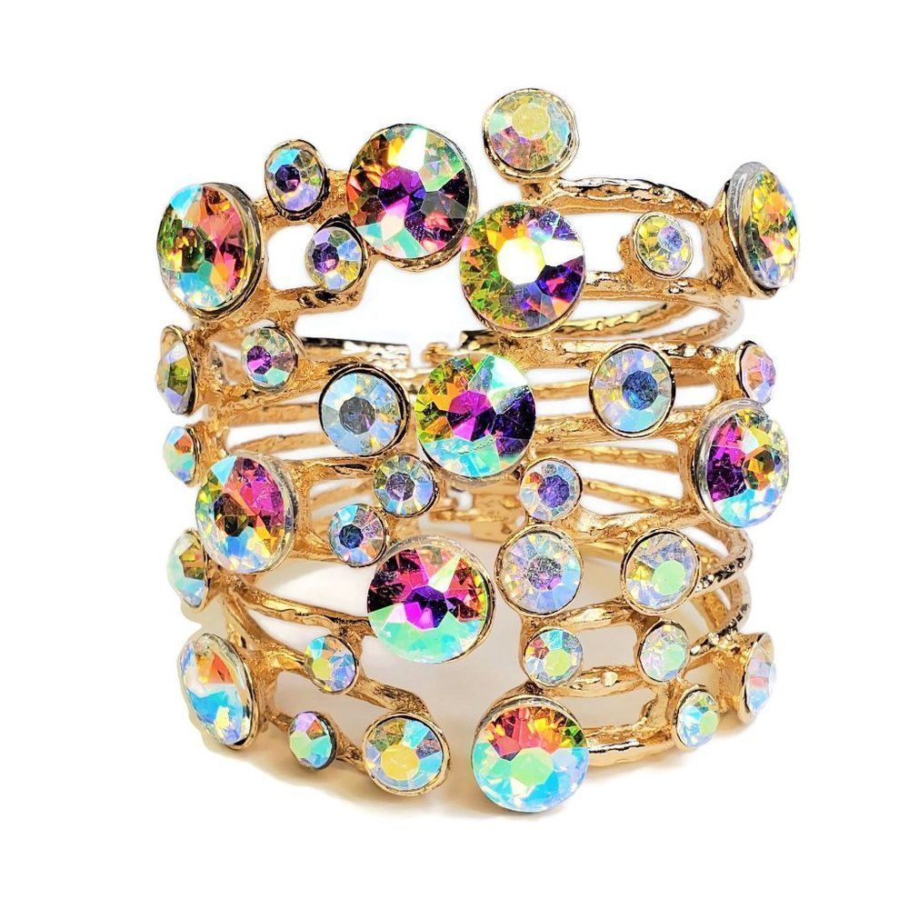 Embellished Stone Hinged Cuff Bracelet - image 8